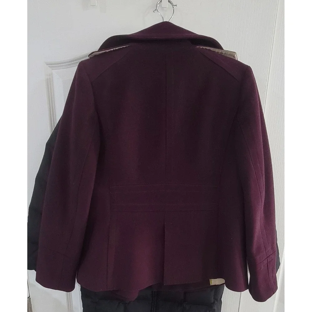 J. Crew Women's Purple Classic Double Breasted Pea-Coat Size Small - Picture 5 of 7